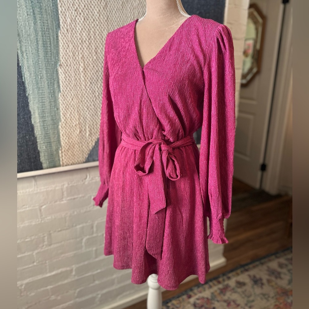 Flying Tomato Purple Accordion Ribbed Flowy Sleeve Dress - Picture 4 of 14